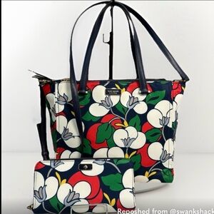 KATE SPADE DAWN BREEZY FLORAL 2-PIECE SET BUNDLE MEDIUM SATCHEL & WALLET